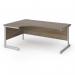 Contract 25 left hand ergonomic desk with silver cantilever leg 1800mm - nebraska oak top CC18EL-S-NO