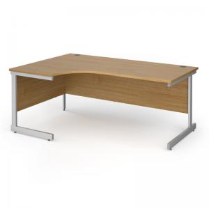 Contract 25 left hand ergonomic desk with silver cantilever leg 1800mm
