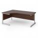 Contract 25 left hand ergonomic desk with silver cantilever leg 1800mm - walnut top CC18EL-S-W