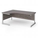 Contract 25 left hand ergonomic desk with white cantilever leg 1800mm - grey oak top CC18EL-WH-GO