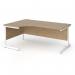Contract 25 left hand ergonomic desk with white cantilever leg 1800mm - kendal oak top CC18EL-WH-KO