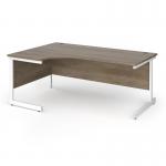 Contract 25 left hand ergonomic desk with white cantilever leg 1800mm - nebraska oak top CC18EL-WH-NO