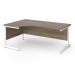Contract 25 left hand ergonomic desk with white cantilever leg 1800mm - nebraska oak top CC18EL-WH-NO