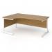 Contract 25 left hand ergonomic desk with white cantilever leg 1800mm - oak top CC18EL-WH-O