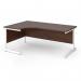 Contract 25 left hand ergonomic desk with white cantilever leg 1800mm - walnut top CC18EL-WH-W