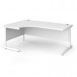 Contract 25 left hand ergonomic desk with white cantilever leg 1800mm - white top CC18EL-WH-WH