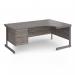 Contract 25 right hand ergonomic desk with 2 drawer pedestal and graphite cantilever leg 1800mm - grey oak top CC18ER2-G-GO