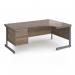 Contract 25 right hand ergonomic desk with 2 drawer pedestal and graphite cantilever leg 1800mm - nebraska oak top CC18ER2-G-NO