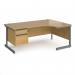 Contract 25 right hand ergonomic desk with 2 drawer pedestal and graphite cantilever leg 1800mm - oak top CC18ER2-G-O