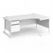 Contract 25 right hand ergonomic desk with 2 drawer pedestal and white cantilever leg 1800mm - white top CC18ER2-WH-WH