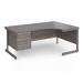 Contract 25 right hand ergonomic desk with 3 drawer pedestal and graphite cantilever leg 1800mm - grey oak top CC18ER3-G-GO