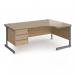 Contract 25 right hand ergonomic desk with 3 drawer pedestal and graphite cantilever leg 1800mm - kendal oak top CC18ER3-G-KO