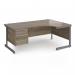 Contract 25 right hand ergonomic desk with 3 drawer pedestal and graphite cantilever leg 1800mm - nebraska oak top CC18ER3-G-NO