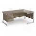 Contract 25 right hand ergonomic desk with 3 drawer pedestal and silver cantilever leg 1800mm - nebraska oak top CC18ER3-S-NO