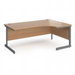 Contract 25 right hand ergonomic desk with graphite cantilever leg 1800mm - beech top