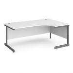 Contract 25 right hand ergonomic desk with graphite cantilever leg 1800mm - white top CC18ER-G-WH