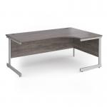 Contract 25 right hand ergonomic desk with silver cantilever leg 1800mm - grey oak top CC18ER-S-GO