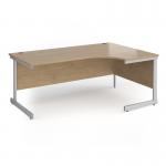 Contract 25 right hand ergonomic desk with silver cantilever leg 1800mm - kendal oak top CC18ER-S-KO