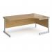 Contract 25 right hand ergonomic desk with silver cantilever leg 1800mm - oak top CC18ER-S-O