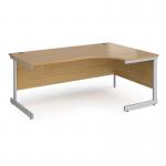 Contract 25 right hand ergonomic desk with silver cantilever leg 1800mm - oak top CC18ER-S-O