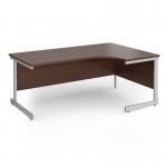 Contract 25 right hand ergonomic desk with silver cantilever leg 1800mm - walnut top CC18ER-S-W