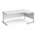 Contract 25 right hand ergonomic desk with silver cantilever leg 1800mm - white top CC18ER-S-WH