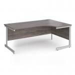 Contract 25 right hand ergonomic desk with white cantilever leg 1800mm - grey oak top CC18ER-WH-GO