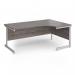 Contract 25 right hand ergonomic desk with white cantilever leg 1800mm - grey oak top CC18ER-WH-GO
