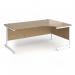 Contract 25 right hand ergonomic desk with white cantilever leg 1800mm - kendal oak top CC18ER-WH-KO