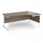 Contract 25 right hand ergonomic desk with white cantilever leg 1800mm - nebraska oak top CC18ER-WH-NO