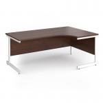 Contract 25 right hand ergonomic desk with white cantilever leg 1800mm - walnut top CC18ER-WH-W