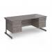 Contract 25 straight desk with 2 and 2 drawer pedestals and graphite cantilever leg 1800mm x 800mm - grey oak top CC18S22-G-GO