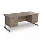 Contract 25 straight desk with 2 and 2 drawer pedestals and graphite cantilever leg 1800mm x 800mm - nebraska oak top CC18S22-G-NO