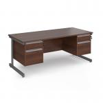 Contract 25 straight desk with 2 and 2 drawer pedestals and graphite cantilever leg 1800mm x 800mm - walnut top CC18S22-G-W