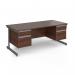 Contract 25 straight desk with 2 and 2 drawer pedestals and graphite cantilever leg 1800mm x 800mm - walnut top CC18S22-G-W