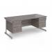 Contract 25 straight desk with 2 and 2 drawer pedestals and silver cantilever leg 1800mm x 800mm - grey oak top CC18S22-S-GO