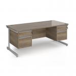 Contract 25 straight desk with 2 and 2 drawer pedestals and silver cantilever leg 1800mm x 800mm - nebraska oak top CC18S22-S-NO
