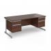 Contract 25 straight desk with 2 and 2 drawer pedestals and silver cantilever leg 1800mm x 800mm - walnut top CC18S22-S-W