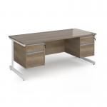 Contract 25 straight desk with 2 and 2 drawer pedestals and white cantilever leg 1800mm x 800mm - nebraska oak top CC18S22-WH-NO