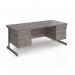 Contract 25 straight desk with 2 and 3 drawer pedestals and graphite cantilever leg 1800mm x 800mm - grey oak top CC18S23-G-GO