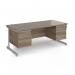 Contract 25 straight desk with 2 and 3 drawer pedestals and silver cantilever leg 1800mm x 800mm - nebraska oak top CC18S23-S-NO