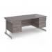 Contract 25 straight desk with 2 and 3 drawer pedestals and white cantilever leg 1800mm x 800mm - grey oak top CC18S23-WH-GO