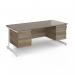 Contract 25 straight desk with 2 and 3 drawer pedestals and white cantilever leg 1800mm x 800mm - nebraska oak top CC18S23-WH-NO
