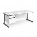 Contract 25 straight desk with 2 drawer pedestal and graphite cantilever leg 1800mm x 800mm - white top CC18S2-G-WH