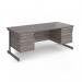 Contract 25 straight desk with 3 and 3 drawer pedestals and graphite cantilever leg 1800mm x 800mm - grey oak top CC18S33-G-GO