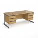 Contract 25 straight desk with 3 and 3 drawer pedestals and graphite cantilever leg 1800mm x 800mm - oak top CC18S33-G-O