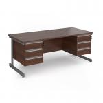 Contract 25 straight desk with 3 and 3 drawer pedestals and graphite cantilever leg 1800mm x 800mm - walnut top CC18S33-G-W
