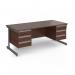 Contract 25 straight desk with 3 and 3 drawer pedestals and graphite cantilever leg 1800mm x 800mm - walnut top CC18S33-G-W