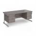 Contract 25 straight desk with 3 and 3 drawer pedestals and silver cantilever leg 1800mm x 800mm - grey oak top CC18S33-S-GO