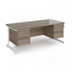 Contract 25 straight desk with 3 and 3 drawer pedestals and white cantilever leg 1800mm x 800mm - nebraska oak top CC18S33-WH-NO
